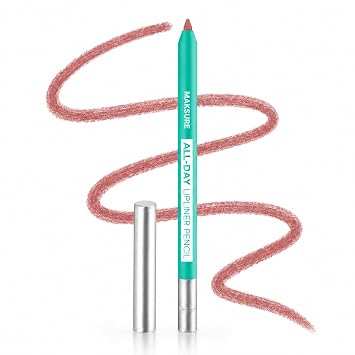 Lip Liner Pencil with Built-In Sharpener, Waterproof Smudge-Proof Transfer-Resistant Lip Pencil, Creamy Matte No-Tug Lip Liner for Fuller-Looking Defined Lips, Long-Lasting Lip Makeup