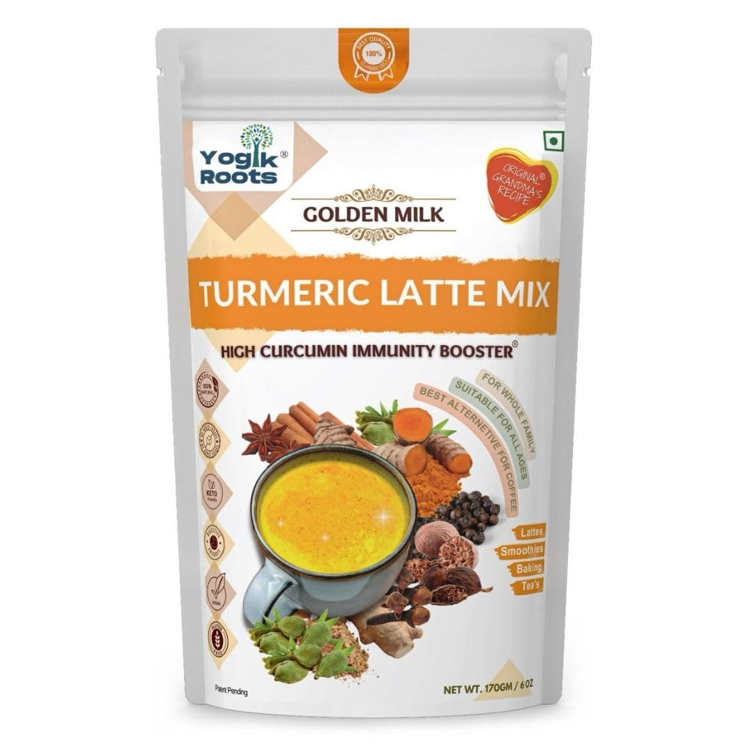 Yogik Roots Turmeric Latte Mix I Golden Milk I High Curcumin Immunity Booster I Lattes I Smoothies I Keto Friendly I Vegan I Dairy Free I No added Preservatives I Gluten Free 100 g