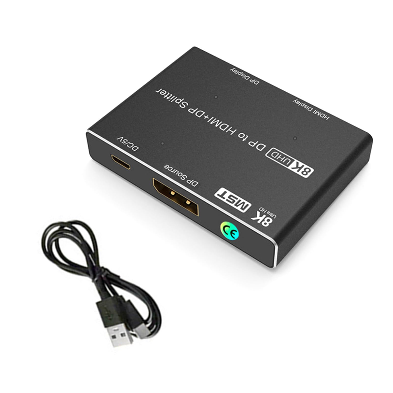 1x2 DisplayPort na HDMI/DP Splitter, Multi Monitor Adapter DP na HDMI DP Hub, 8K 30Hz