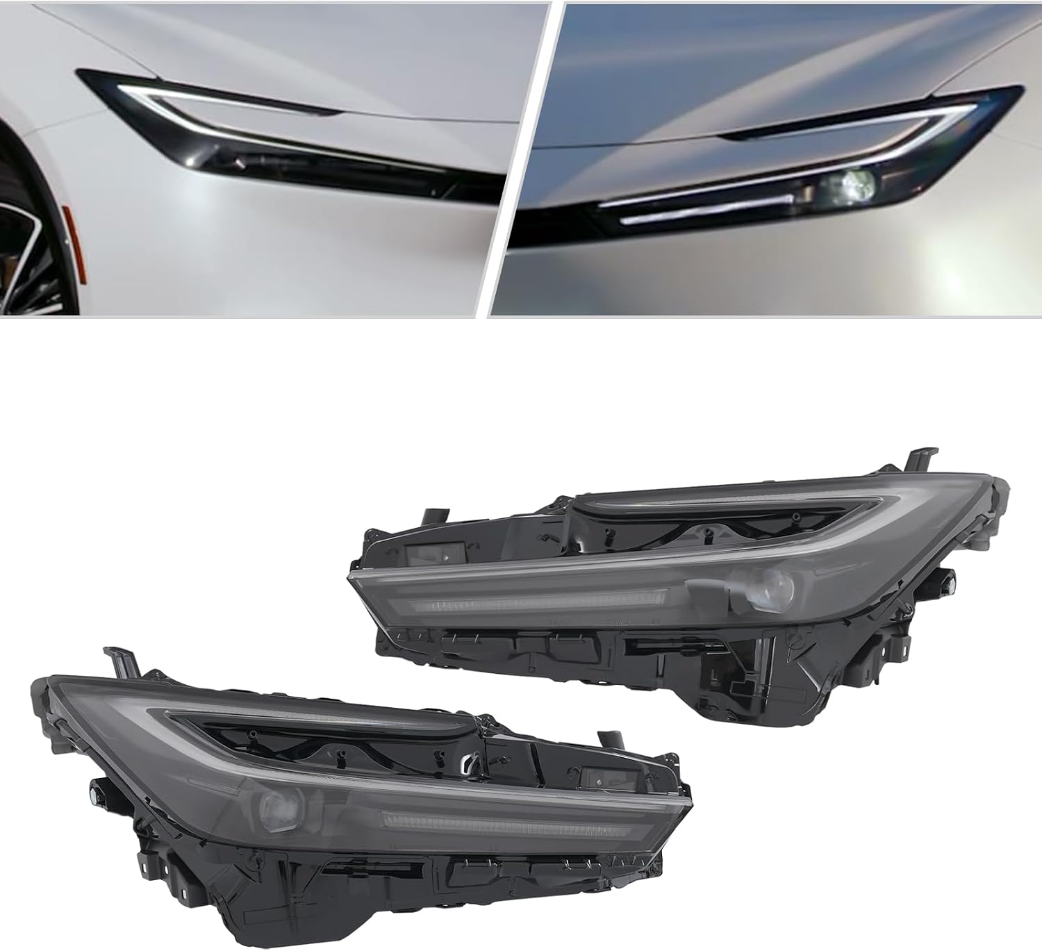 1 Pair Full LED Headlight Assembly for 2023-2024 Toyota Prius w/o AFS, Replacement Front Headlamp w/LED DRL Left+Right Side OEM 8114047A60, 8107047A60