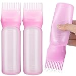 Pimoys 2 Pack Root Comb Applicator Bottle, 6 Ounce Oil Applicator for Hair Dye, Hair Oiling Applicator Hair Coloring Brush Bottle with Graduated Scale