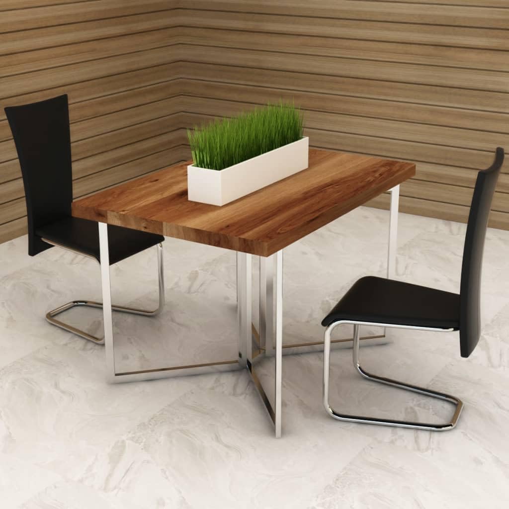 vidaXL Dining Chairs 2 Pcs, Dining Room Side Chair with Metal Chrome Legs, Accent Chair for Kitchen, Modern Style, Black Faux Leather