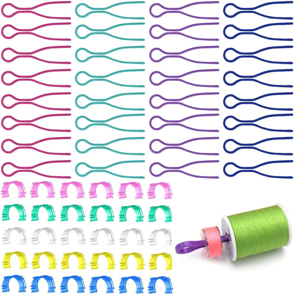80 Pinces à Bobines De Fil - Organisateur Canettes Plastique Colorées Pour Couture