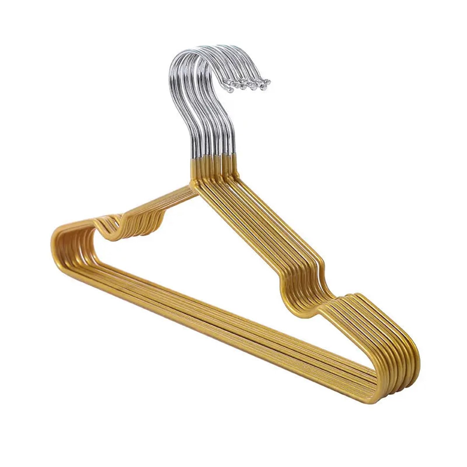 KFGISD, 10pcs Clothes Hanger Metal Drying Rack for Adult 40 * 20cm Household Non-slip Metal ，Hangers(Gold)