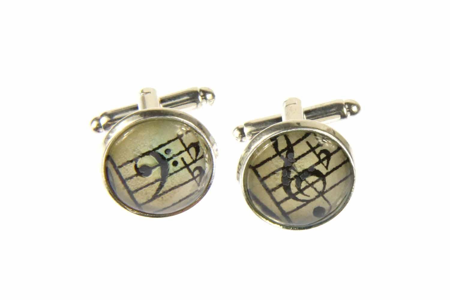Miniblings Musica Chiave di Violino Clef Gemelli - Fatto a Mano Ho gemello Bottoni della Camicia Gemelli Mi Bella Scatola di Legno Incluso - Nota Chiave di Violino Clef