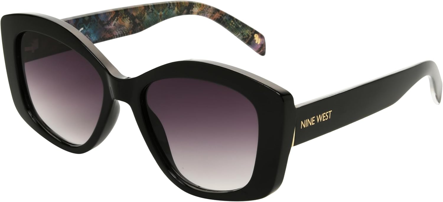 Nine West Women's Anaïs Butterfly Sunglasses, Black, 55 mm