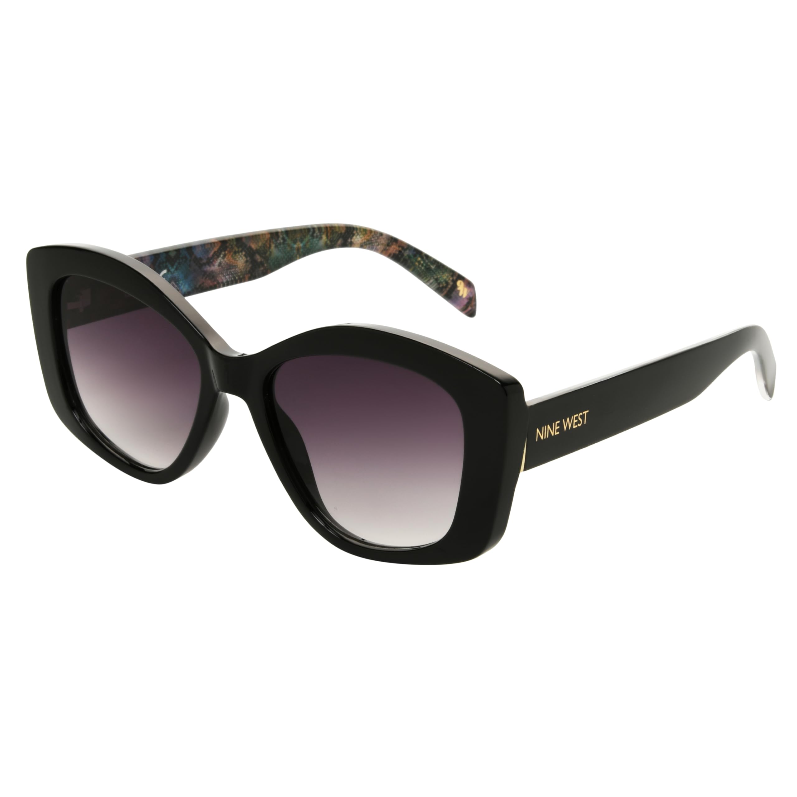 Nine West Women's Anaïs Butterfly Sunglasses, Black, 55 mm