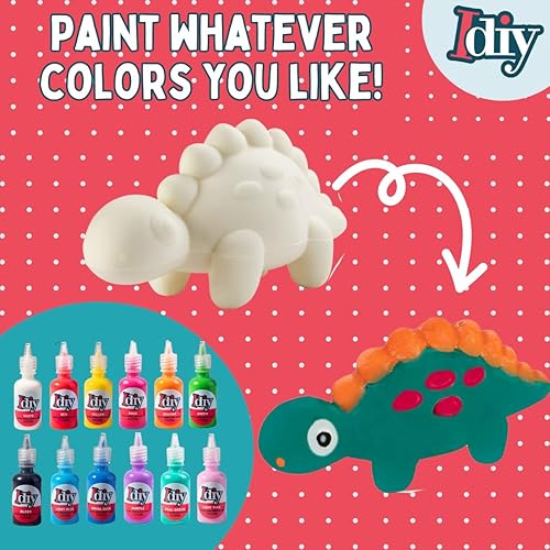 Miniatura 3 de Kit de manualidades jumbo para fiestas de dinosaurios (12 dinosaurios únicos con 12 pinturas de tela), juguetes blandos blancos con aroma Kawaii de