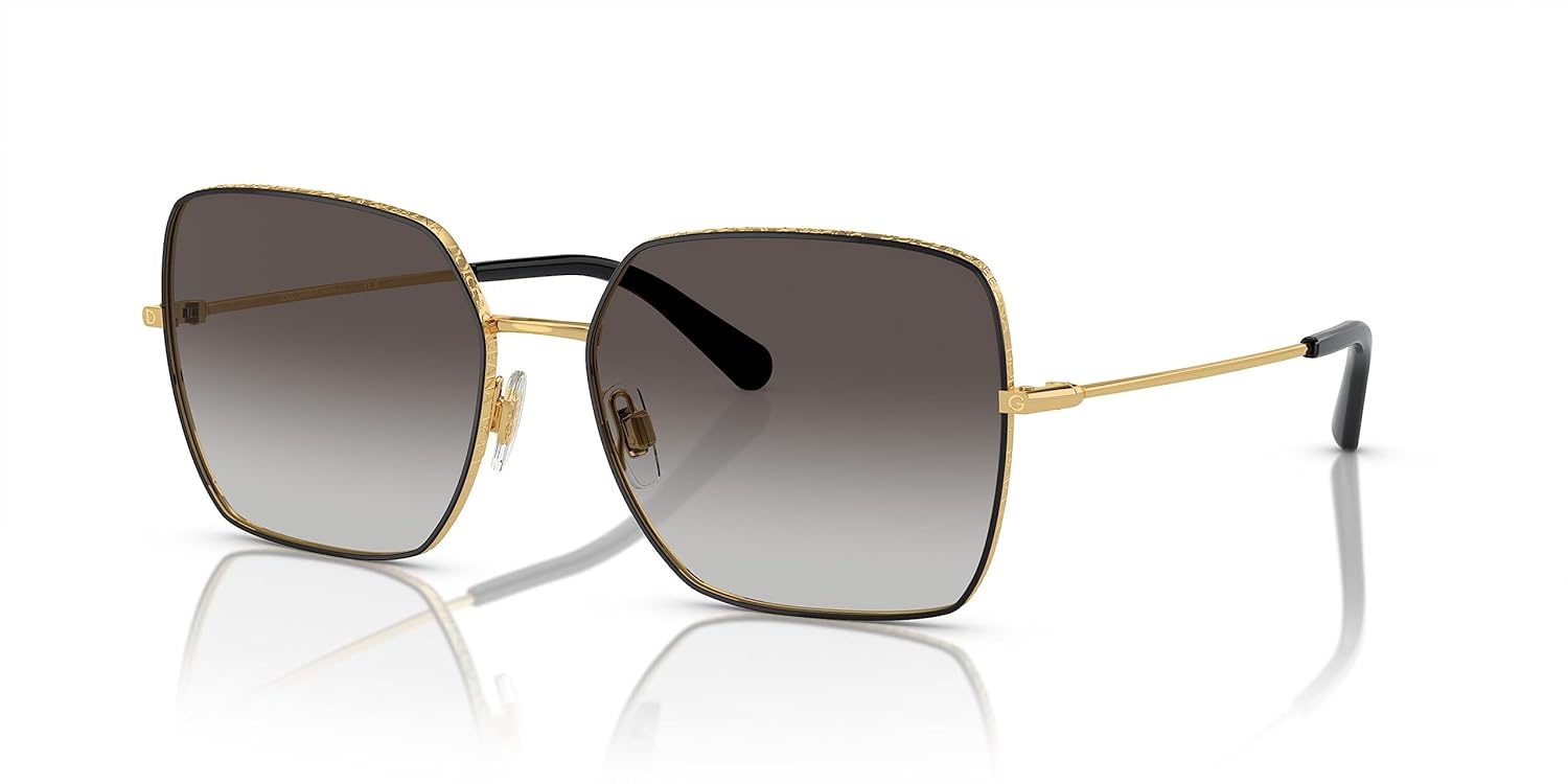 Dolce Gabbana DG2242-13348G Sunglasses Black Gold Grey Gradient 57mm