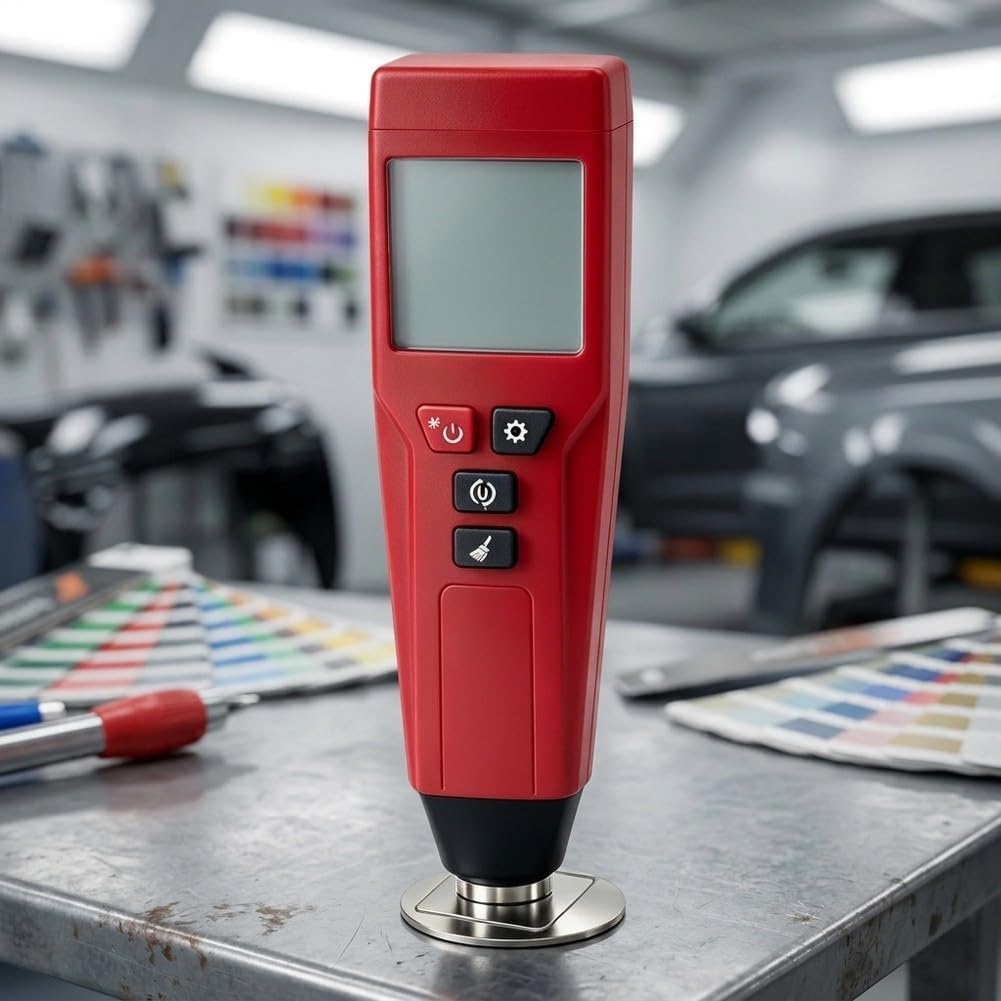 SV608A Beschichtungsdickenmessgerät für Eisen & Aluminium, Dual-Modus Einzelpunkt & Kontinuierlich, Digitales Handmessgerät mit Hintergrundbeleuchtung für Auto Lackierung und Metallprüfung