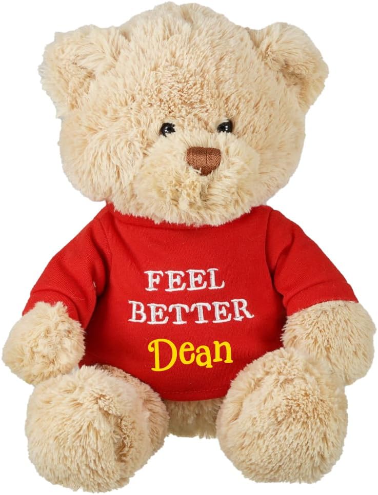 GUND Personalized Feel Better Bear Stuffed Animal – 9 Inch Get Well Soon Teddy Bear with Custom Shirt for Recovery, Hospital, Surgery, Chemo, Comfort Gift for Kids Adults (Cream Bear)