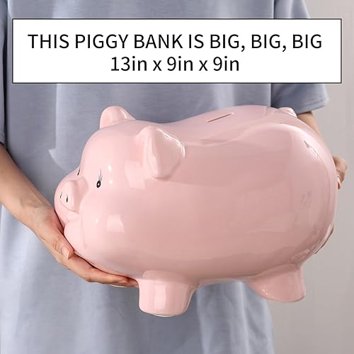 Miniatura 3 de Alcancía de cerdo de cerámica para niños, banco de dinero para adultos, Gilrs Alcancias de Dinero para adultos niños, banco de monedas, decoración