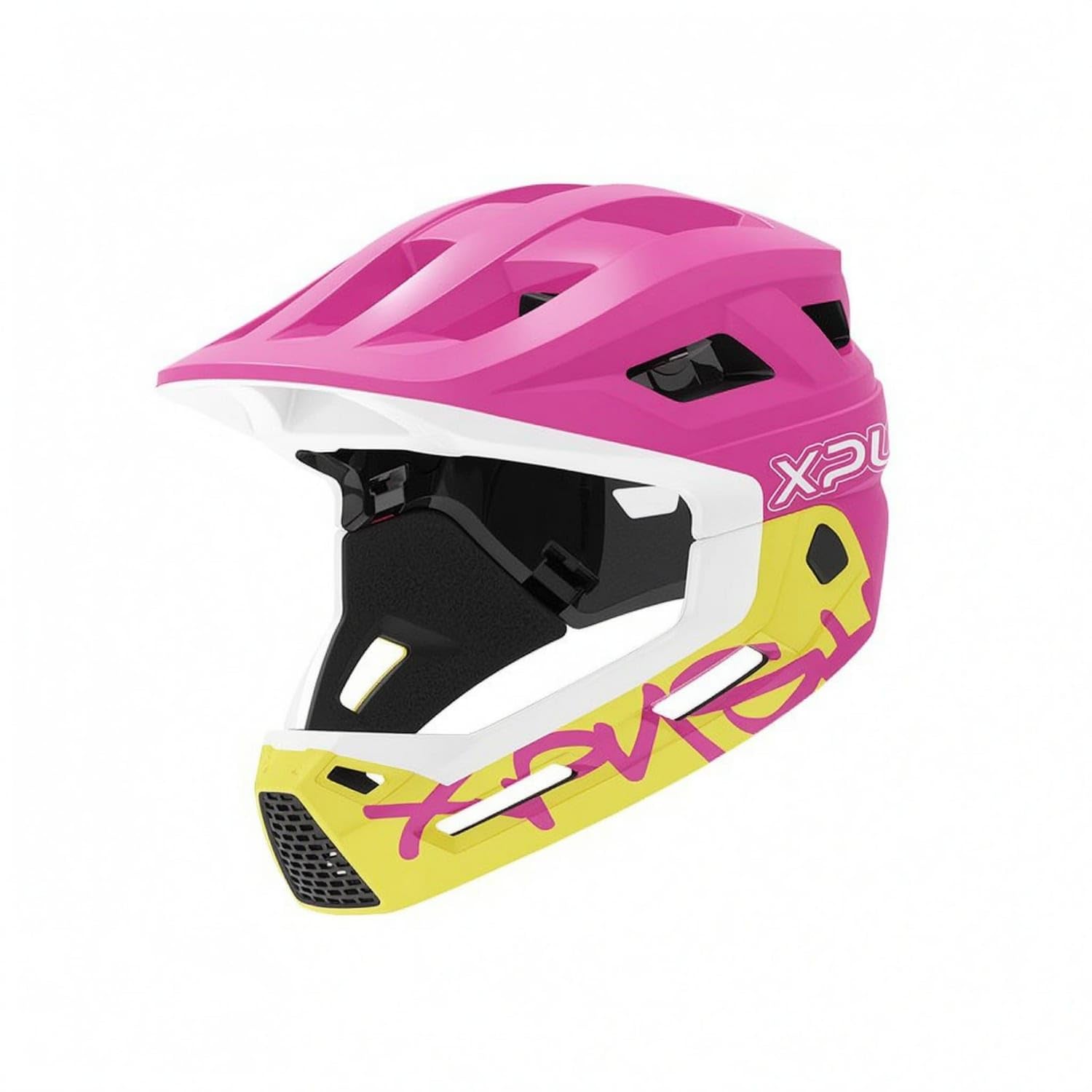Molded Shell Detachable Chin-Bar Helmet Soft Liner Full-Face Bike Helmet Perforated Vent Sports Gear Printed Graphic for Children, M, Dujuan-image-25