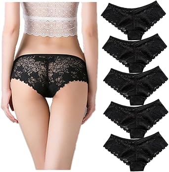 Womens Total Lace Thong Shorts, Lingerie Shorts, Regular, Butt-Lifting Effect, Inner, Low-Rise, Half-Back, Sexy Underwear, Womens Underwear Lucky Bag, Sexy Panties, Bikini, 5-6 Pieces