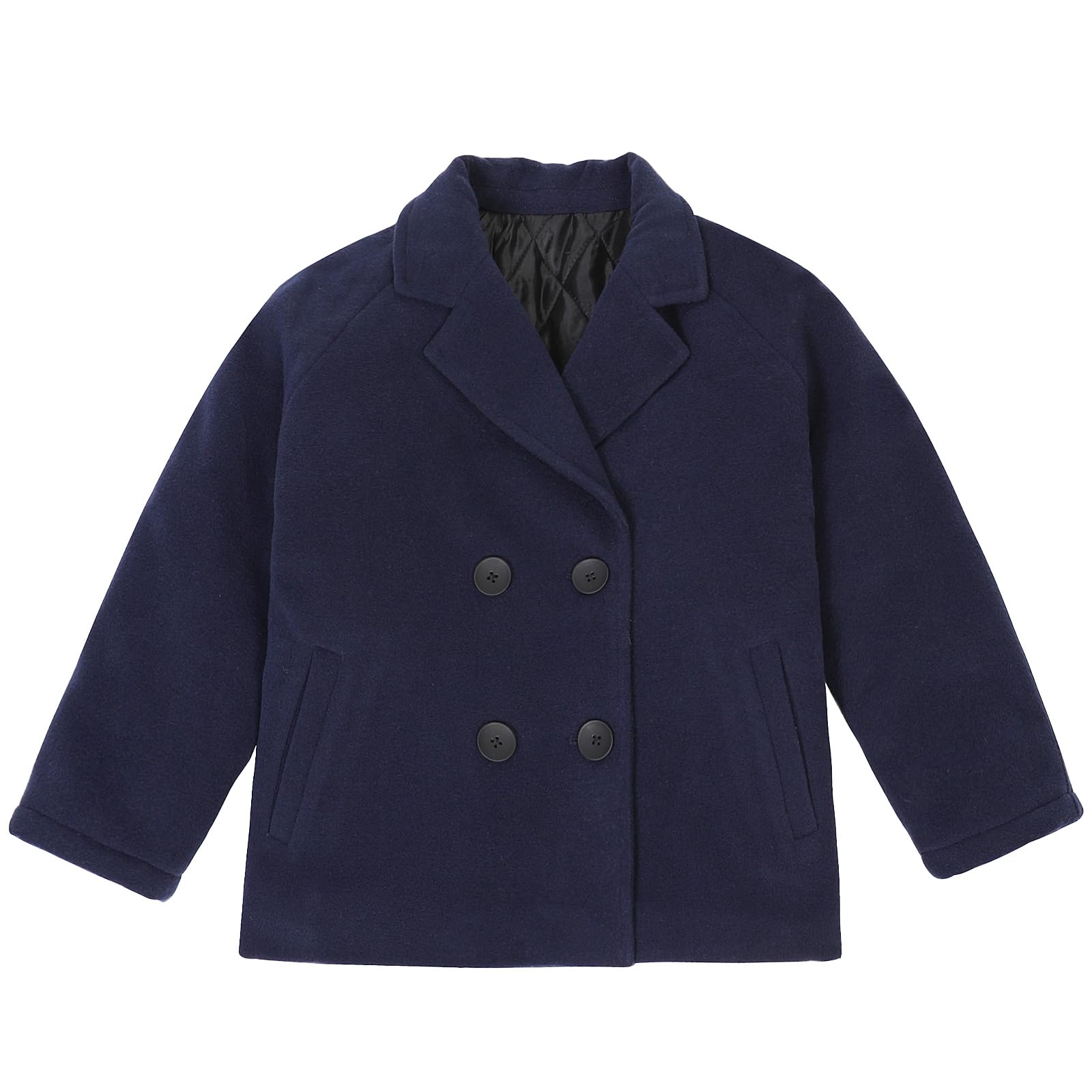 ThCreasa Boys Classic Double Breasted Pea Coat Wool Blend Notch Lapel Fall Winter Dress Coats
