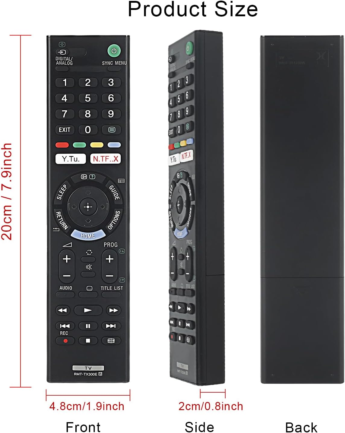RMT-TX300E Replace Remote Control 149331411 for Sony Smart TV KDL-32WE610 KDL-32WE615 KDL-40WE660 KDL-43WE750 KDL-43WE753 KD-55X7000F KD-43X7000F KD-49X7000F KDL-43W660F KD-65X7000F KD-43X7000E