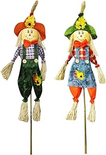 IFOYO 2 Pieces Fall Thanksgiving Harvest Scarecrow Decor Fall Scarecrows Garden Small Autumn Scarecrow Decoration for Than...