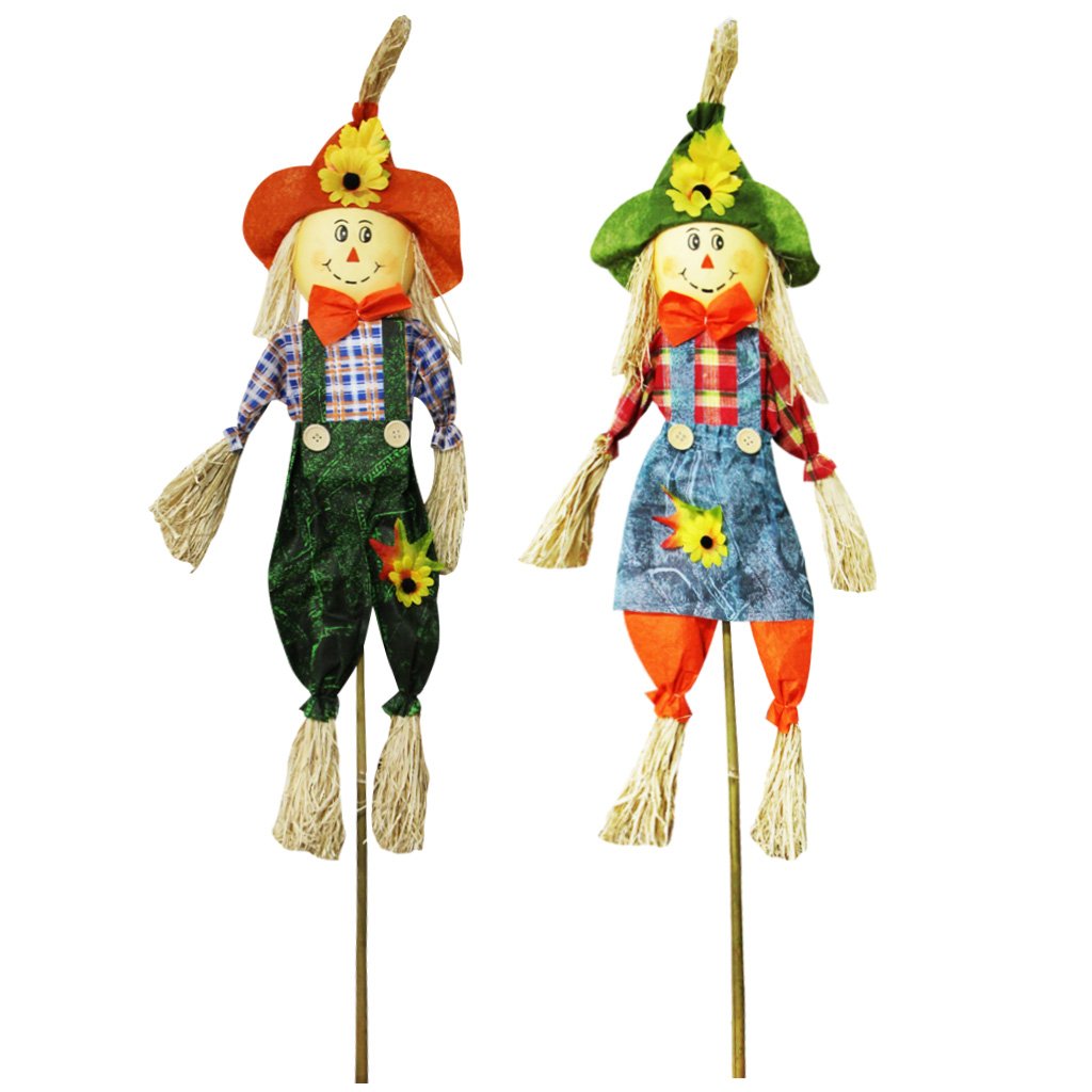 IFOYO Fall Harvest Scarecrow Decor, 2 Pack 39.4 Inch Thanksgiving Scarecrow Decoration Fall Decorations for Garden, Home, Yard, Porch