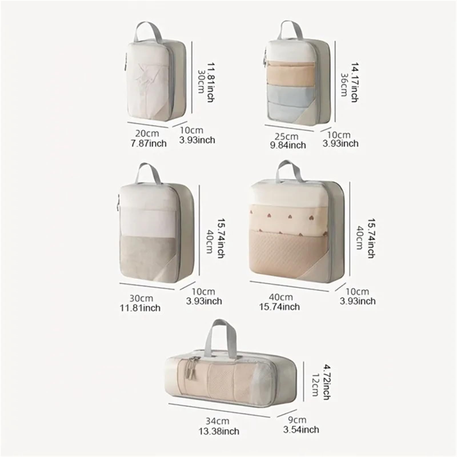 5 cubi di compressione for valigie, accessori da viaggio, organizer espandibili, leggeri Organizer per valigie(Black 5pcs)