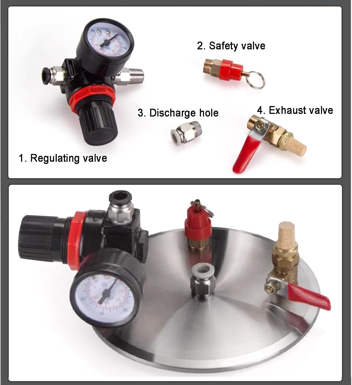 Stainless Steel Dispenser Pressure Tank, Glue Dispensing Machine Storage Barrel, with Pressure Regulating Valve, Barometer, for Liquids Glues, Paints, Coatings