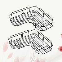 Vista 7 de Cabilock Estante organizador de acero para baño, cesta sin perforaciones, para cocina, montaje en pared, triángulo, inodoro, para esquina de ducha