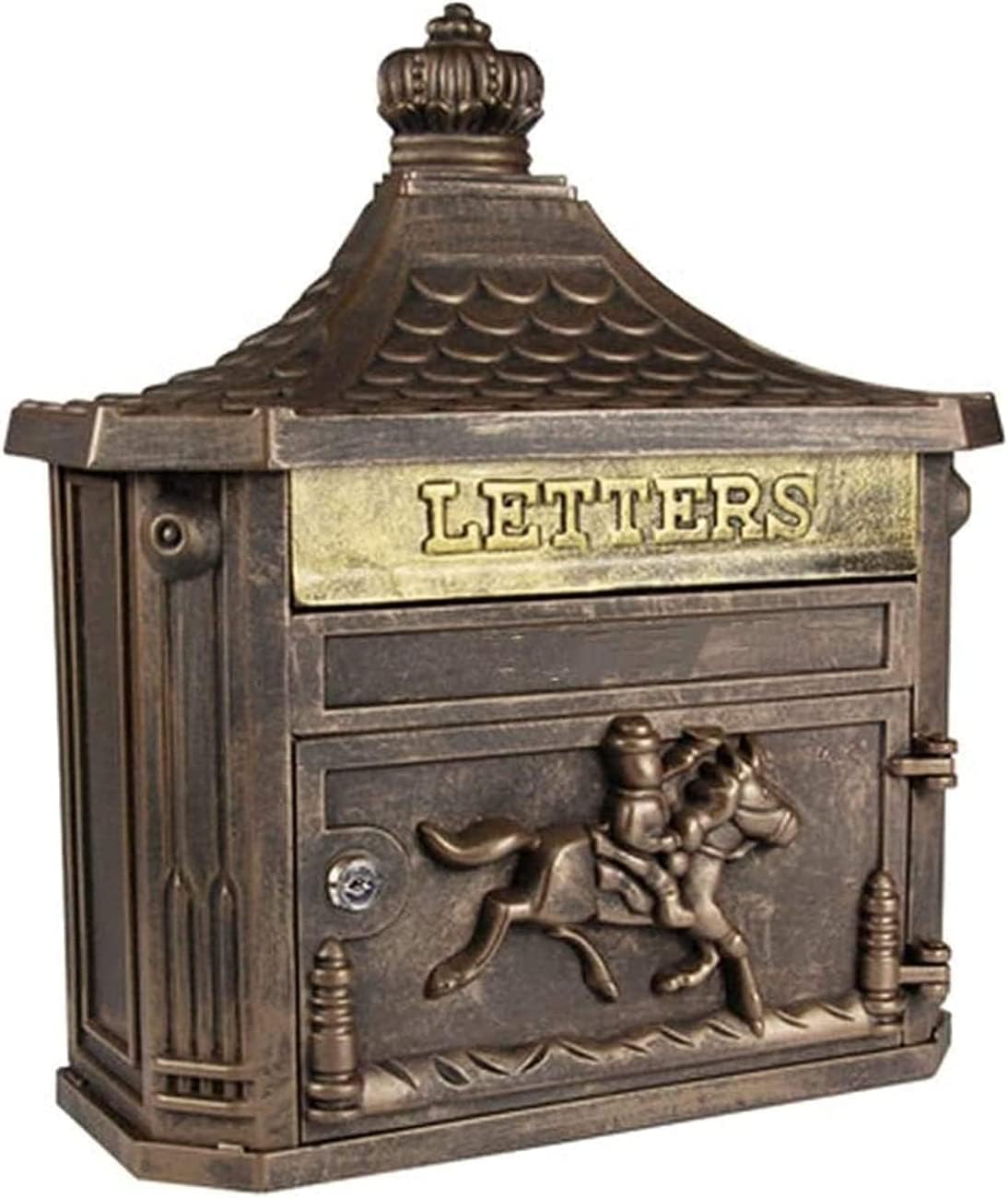 Suggestion Box Key Lock Box Donation Box Wall-Mounted Mailbox Retro European-Style Outdoor Decoration Retro Mailbox (Color : Black)