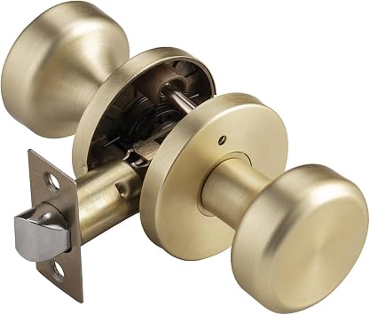 Brushed Gold Door Knob Interior with Heavy Duty Rosette for Privacy