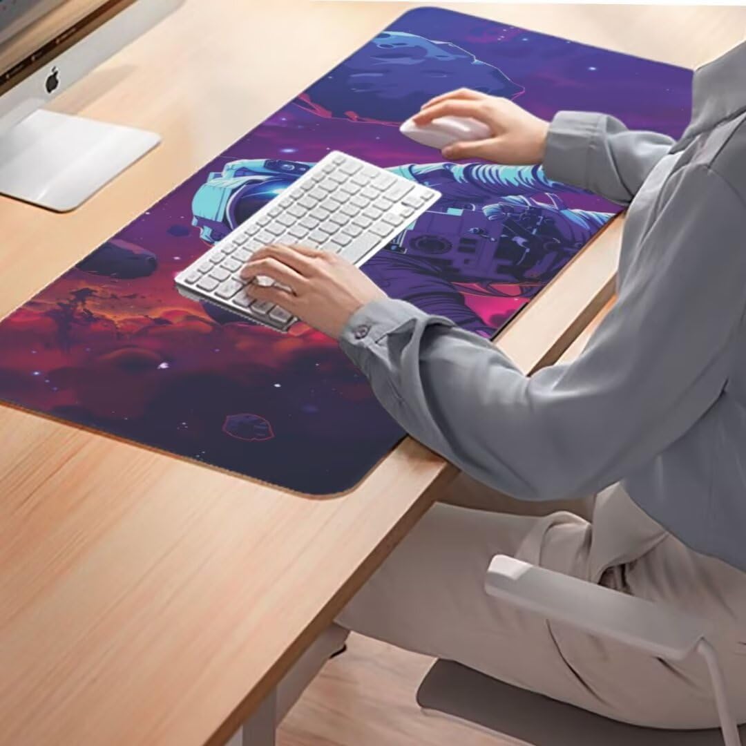 Astronaut Mauspad 1600 x 800mm, Mousepad XXL Schreibtischunterlage Universum Mouse Pad, Wasserdicht und Rutschfest Gaming Mauspad, Verbessert Präzision, Gaming-Mauspads für Pc und Gaming Zubehör qw97