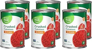 Amazon Fresh, Crushed Tomatoes in Purée, 15 Oz (Previously Happy Belly, Packaging May Vary) (Pack of 6)