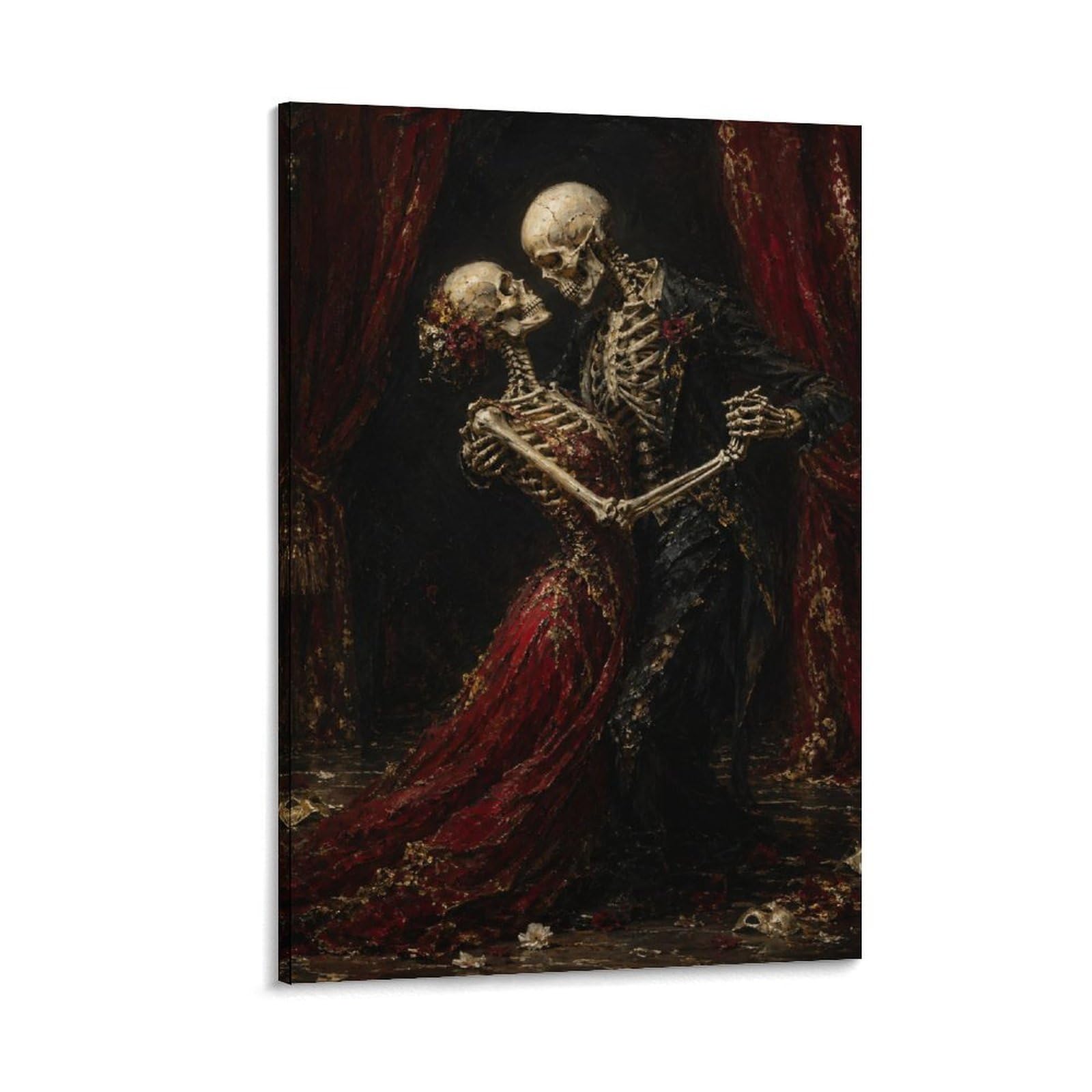 W7C8U2X3 Dancing Skeleton Couple Canvas Wall Art, Gothic Fantasy Wall Art
