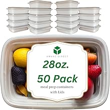 AMAXE - 28 oz - 50 PACK WHITE Microwave Safe BPA Free Stackable Meal Prep Container Food Storage Food with Lids Boite a Lunch Take Out Containers Meal prep container with lids 1 Compartment, Bento Box (28oz White - 50 Pack)