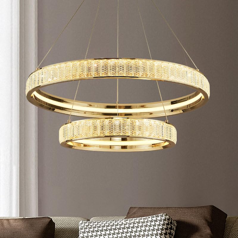 Éclairage de salon TTDGYYXW anneau en cristal pour salle à manger