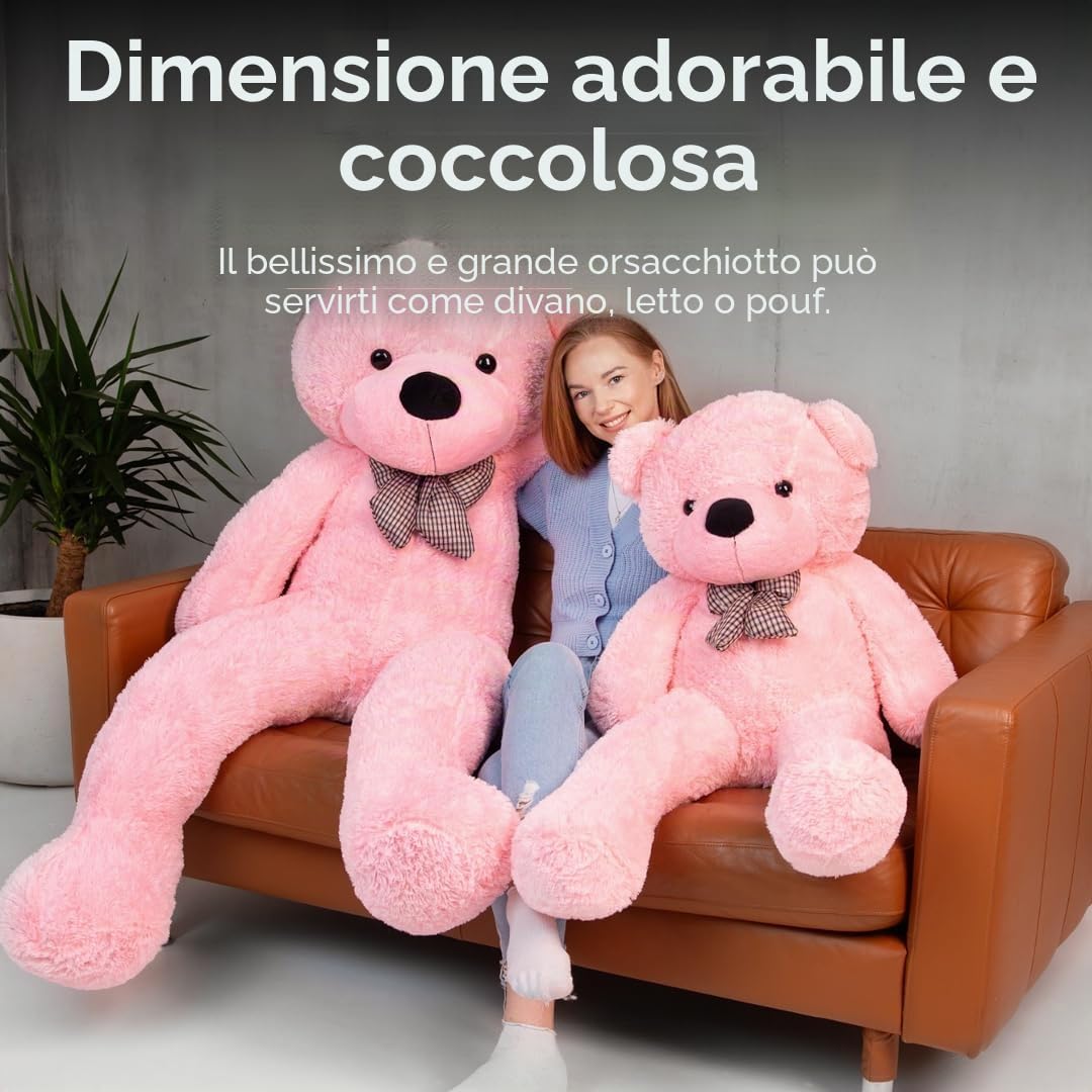 MAKOSAS Orsacchiotto morbido giocattolo per bambini (rosa, 180 cm)