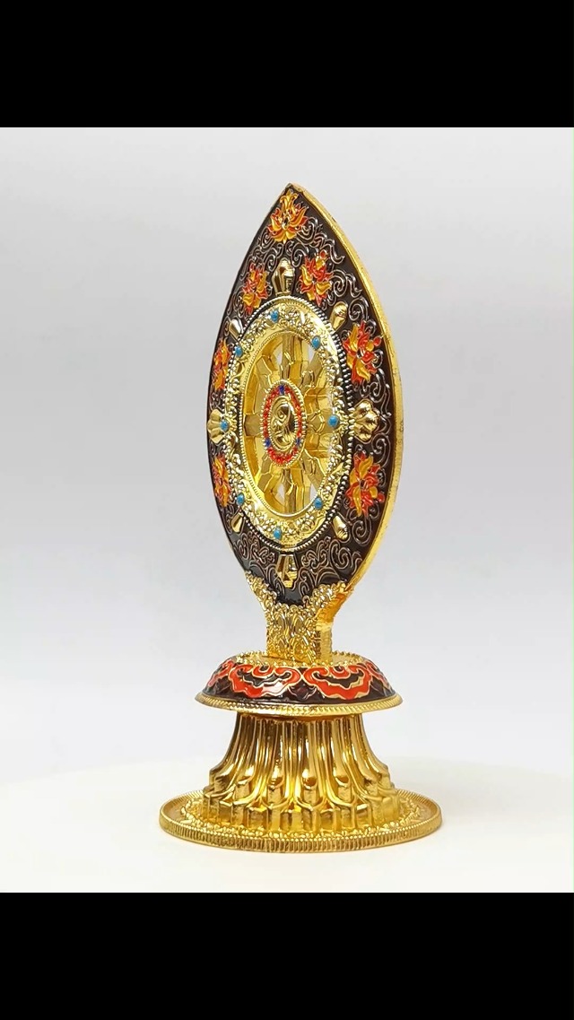 Estatua Rueda de Dharma Dorada para Decoración Zen miniatura 7