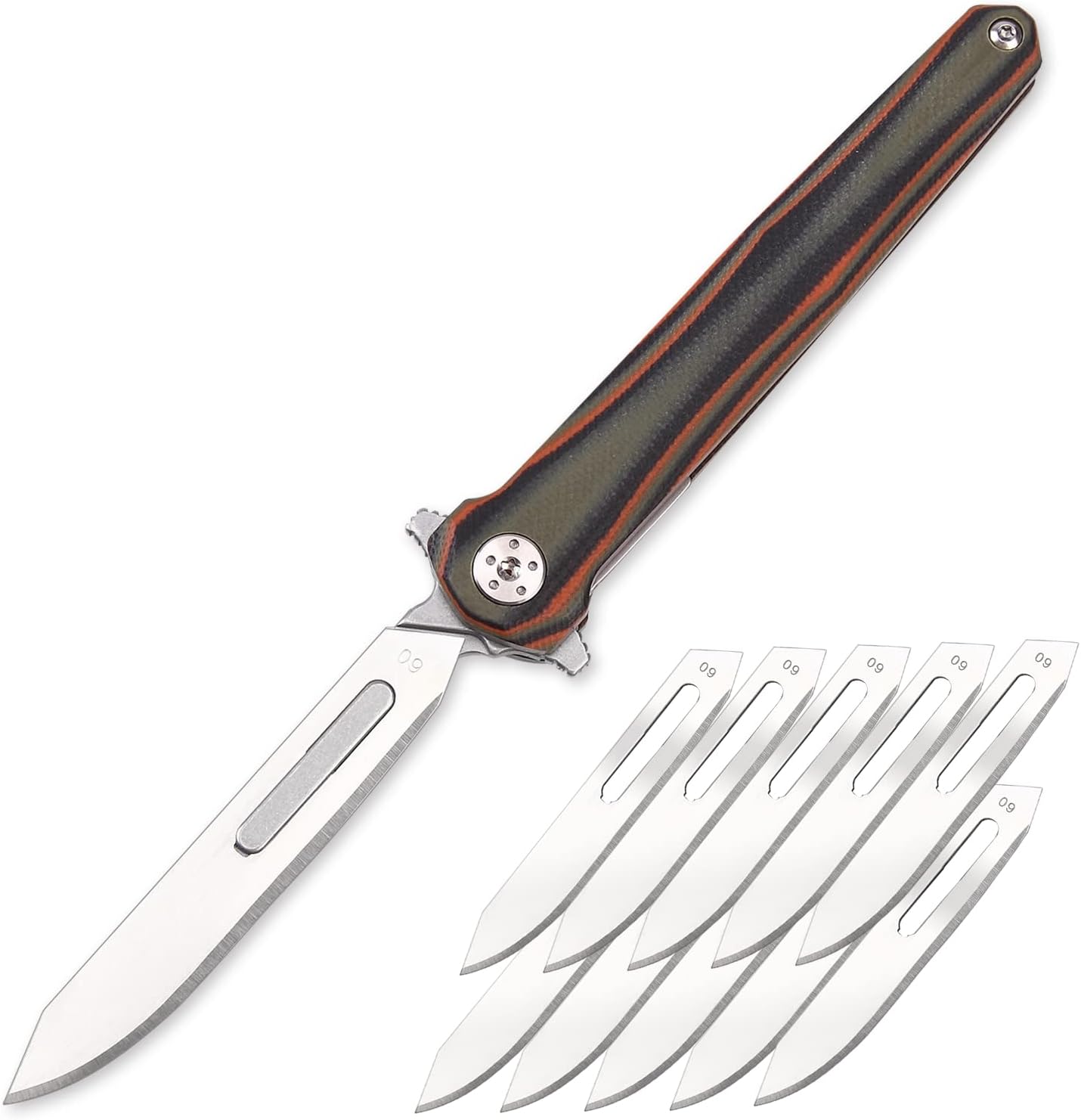 ITOKEY Pocket Knife for Men, Folding Scalpel Knife, EDC Utility Knife with 10pcs Replaceable #60 Razor Blades, Outdoor Flipper Knives for Men