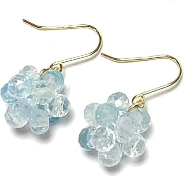 Amazon | 【Rvaru】K18ピアス アクアマリン ピアス フラワー