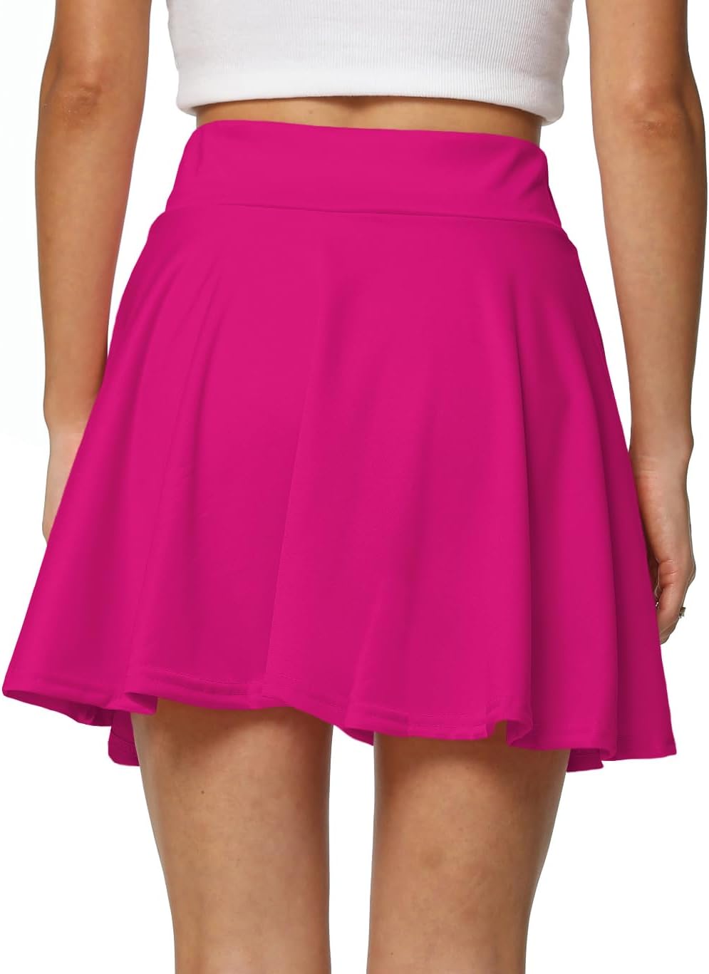 Afibi Women's Casual Basic Versatile Flared Pleated Mini Skater Skirt with Shorts - Image 7