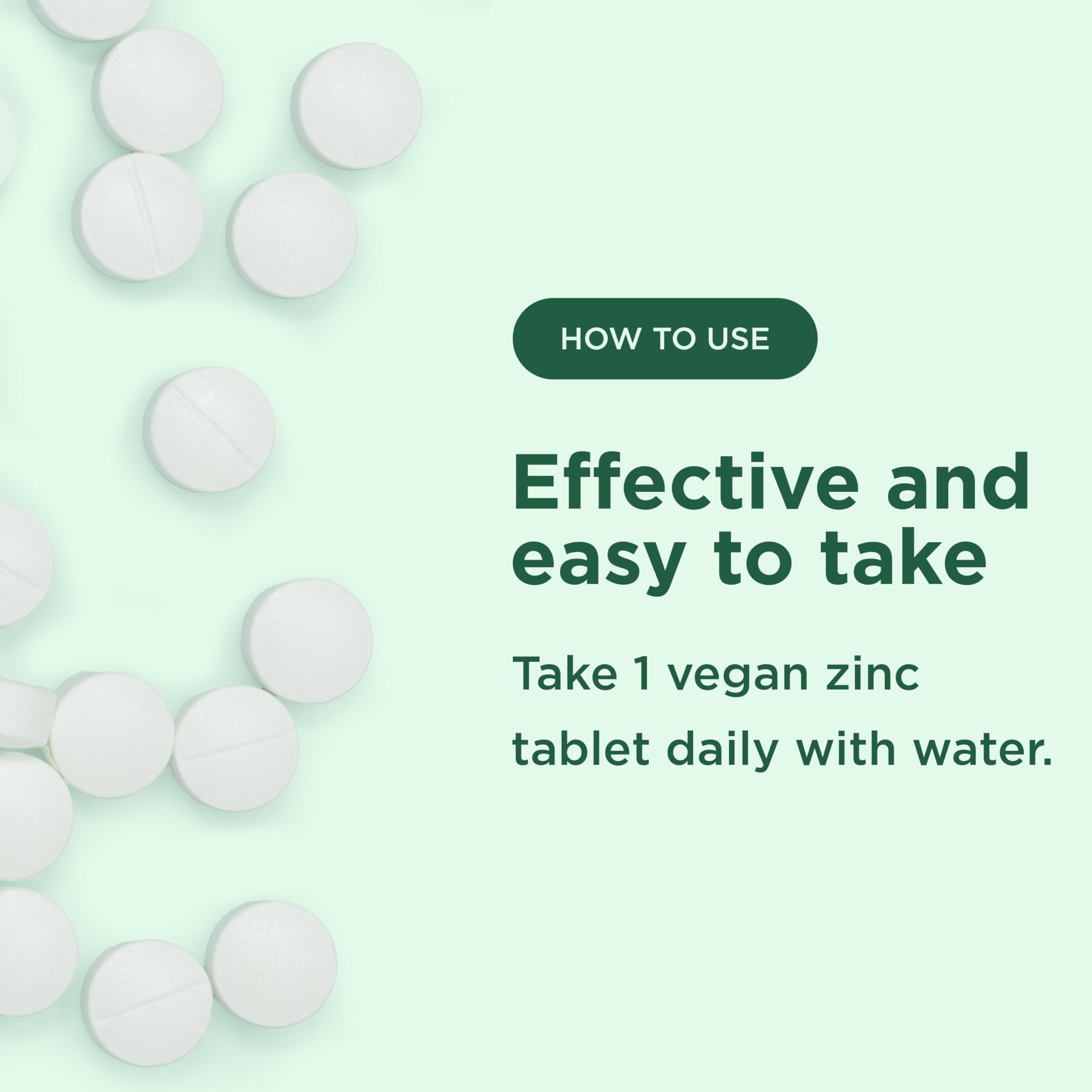 Yuve Naturals Vegan Zinc 50 mg - Zinc Gluconate for Wellness and Skin Support - Gluten Free, Non GMO, Plant Based - 100 Easy to Swallow Tablets