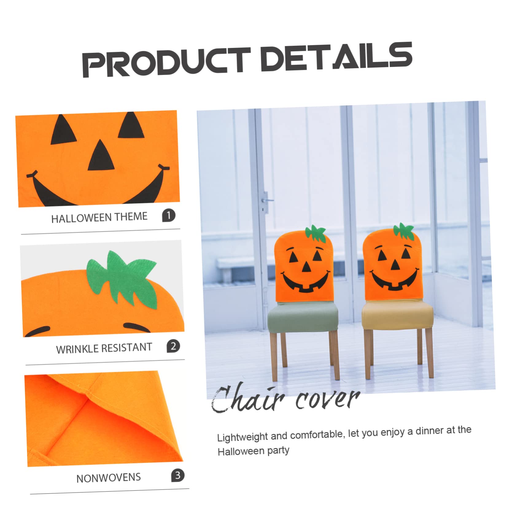 IMIKEYA 8 STK Halloween Kürbis Bezug Hintere Abdeckungen Halloween-kürbis-schonbezug Halloween-versorgung Halloween-möbeldekor Halloween-Dekoration Esszimmerstuhlbezug Vlies