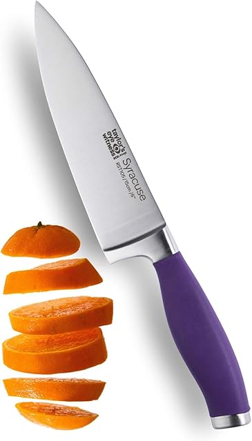 Taylors Eye Witness Syracuse Chef's/Cooks Kitchen Knife - Professional 15cm/6" Cutting Edge, Multi Use. Ultra Fine Blade, Precision Ground Razor Sharp. Soft Textured Grip. Purple Coloured Handle.