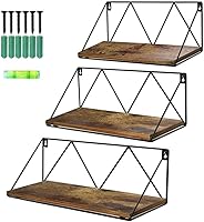 Vista 1 de Wood Floating Wall Shelf Set of 3, Wall Decor Storage Shelf, Hanging Bookshelves for Wall, Wall Mount Display Rack for Bedroom, Living Room