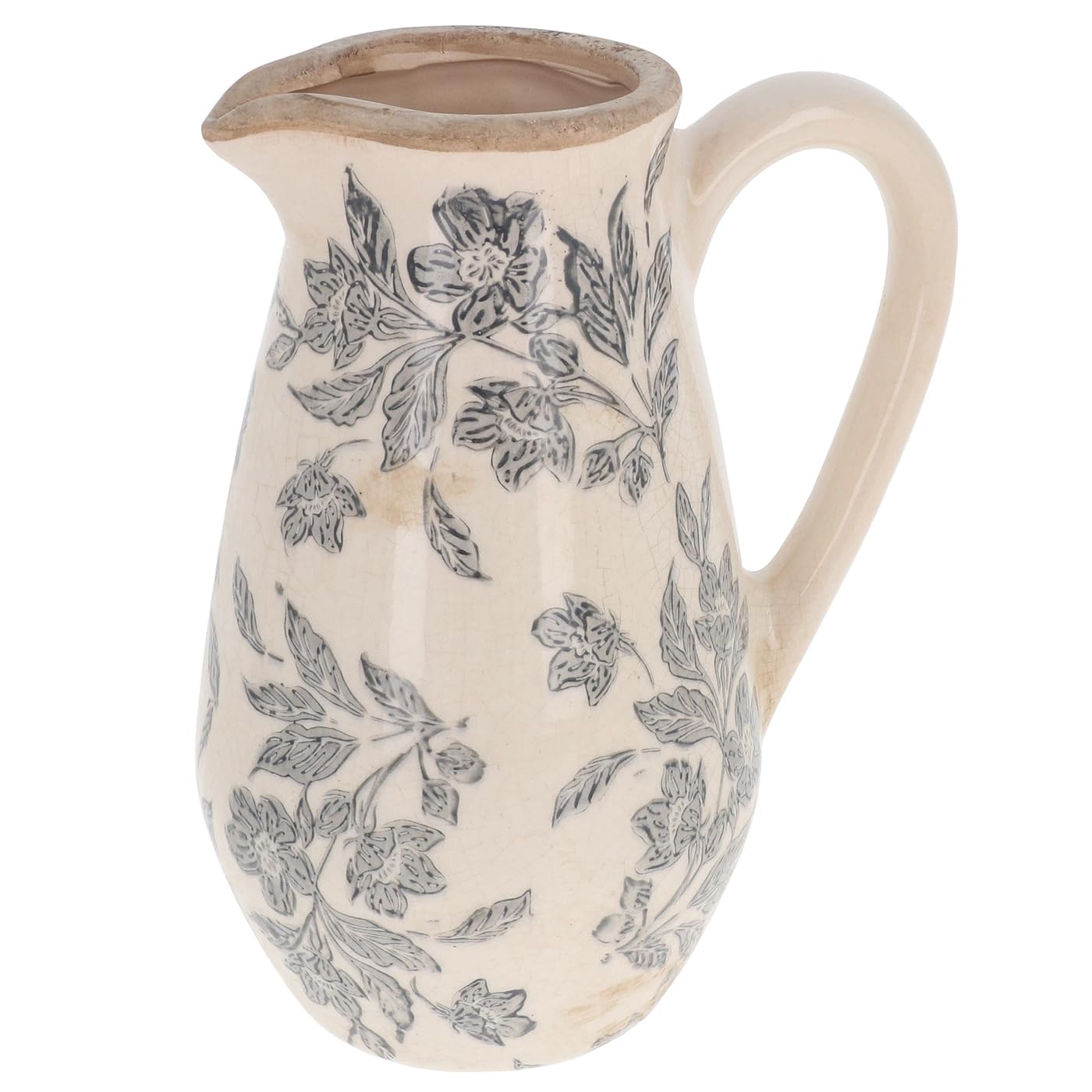 Shudehill Giftware Misty Garden Collection Ceramic Pitcher Vase, Floral Design, Country Farmhouse Style, Decorative Jug
