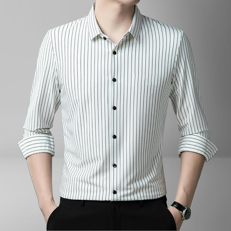 Chemise à manches longues homme tendance à rayures verticales décontractée - 2
