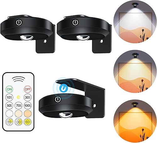 WILLED Luces de fotos para pared, 1200 mAh recargable, funciona con pilas, luces de disco con control remoto, regulables y temporizadores,
