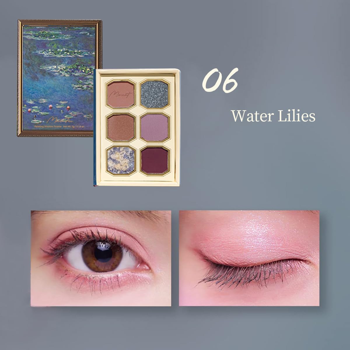 MilleFee Painting Eyeshadow Palette (06 Water Lilies), Eyeshadow Palette, Cool Deep, Cruelty-Free