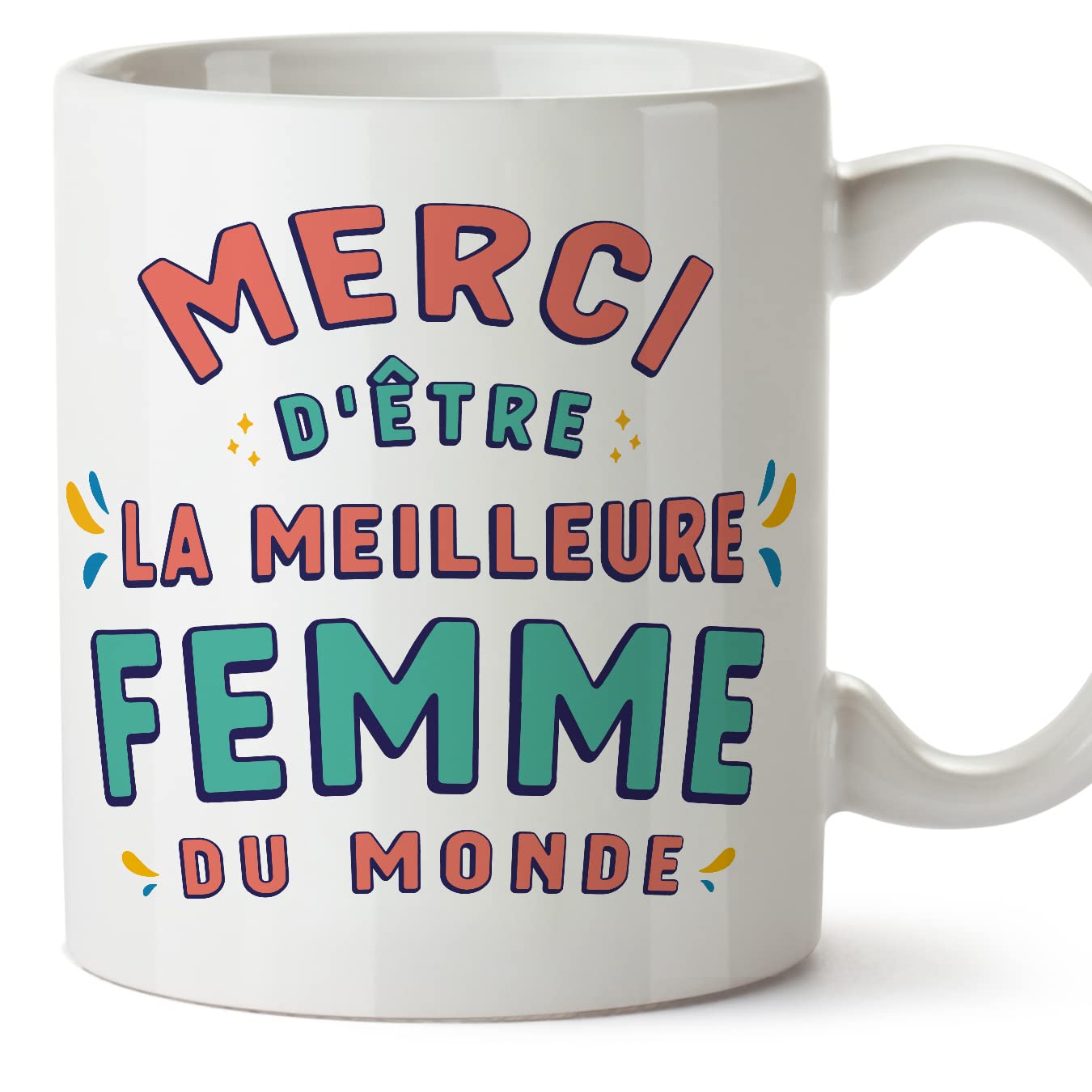 MUGFFINS Wife Mug - in French - Merci d'être le Meilleur - Funny Gift - Ceramic 11oz Mug