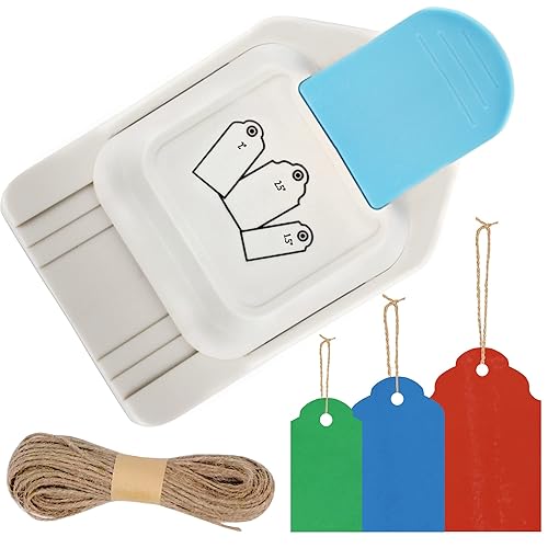 Paper Craft - Perforadora de etiquetas de 1.5 pulgadas, 2 pulgadas, 2.5 pulgadas, con 1 rollo de cuerda de cáñamo de 32 pies, palanca en forma de