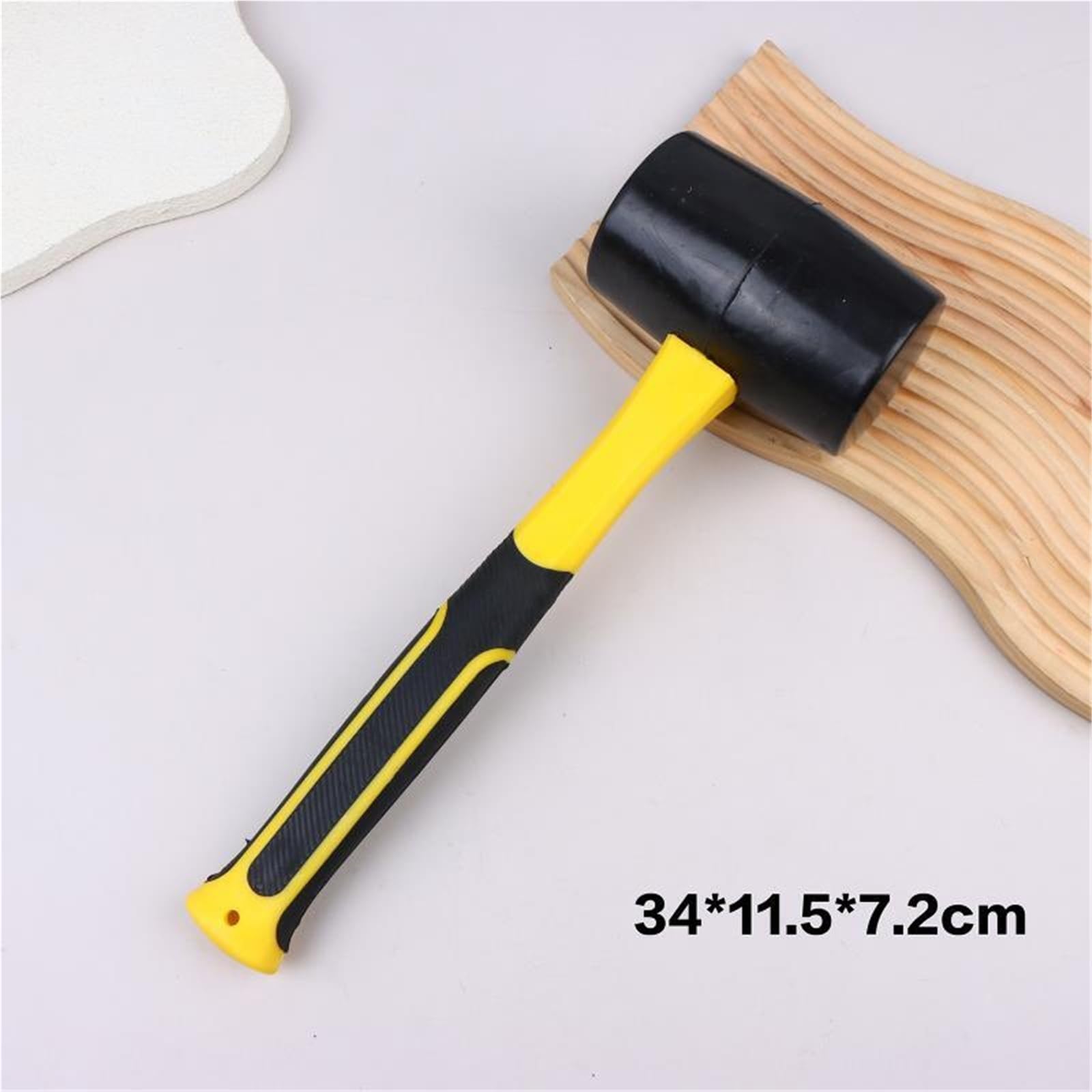Martillo Goma Martillo de goma negro 2 libras | Mazo elástico suave del resbalón de la manija de la fibra no for la elaboración de cuero(A4)