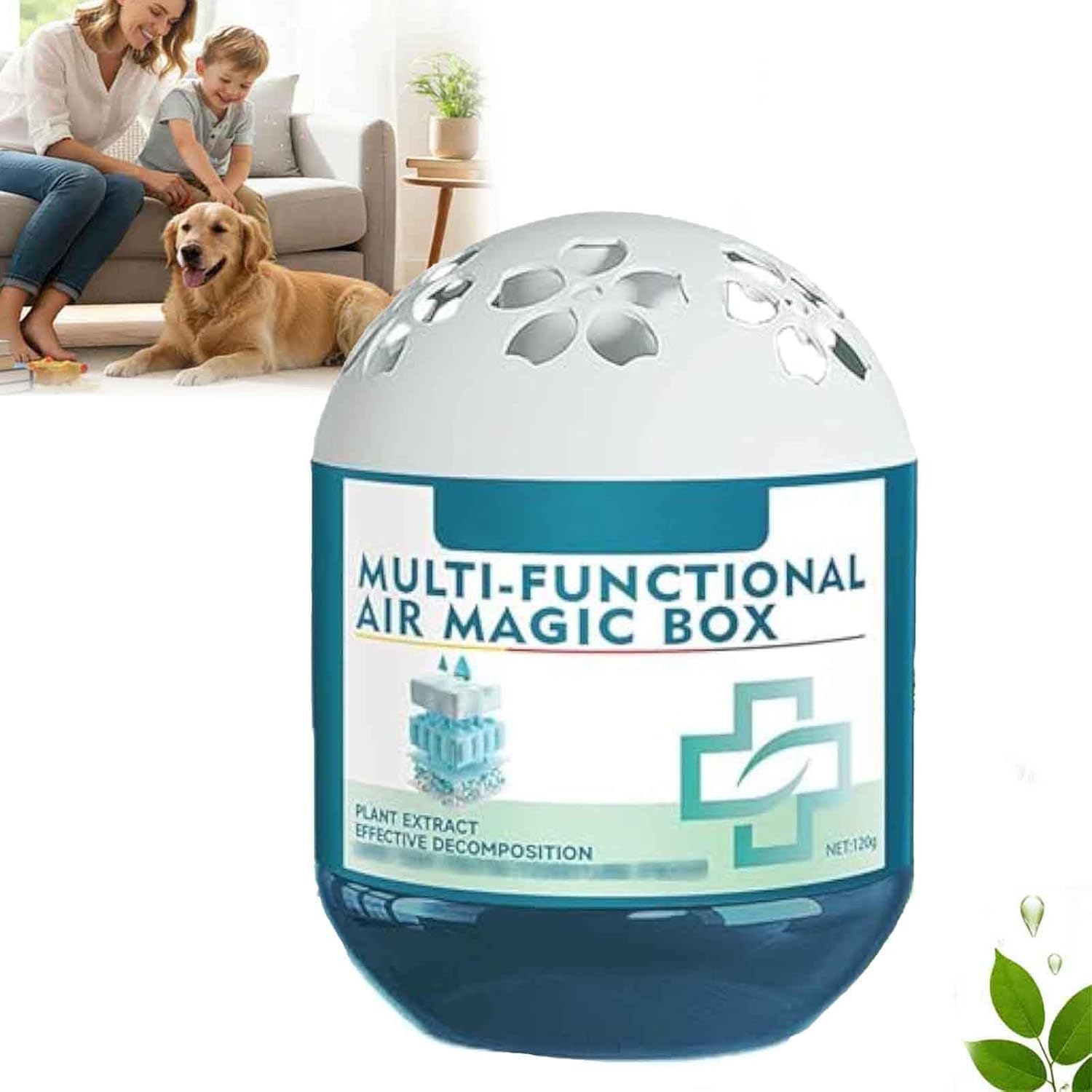 Oprtuisi Magic Box Indoor Air Purifier 120G Blue Automatic Dust-Sucking No Electricity Required Noiseless Operation HEPA Filter Technology