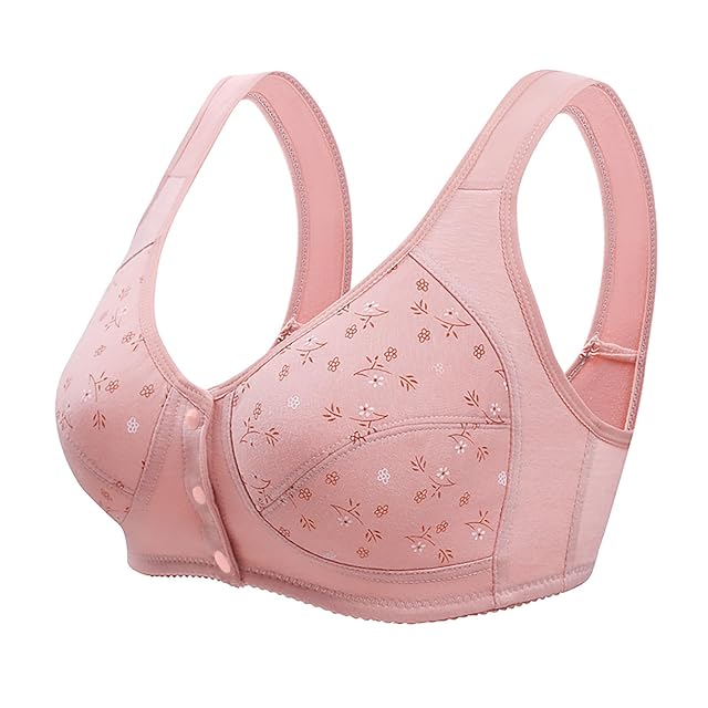 Front Closure Bras for Older Women Wireless Push Up Cotton Bra 2025 Upgraded Comfy Full Coverage Breathable Daisy
